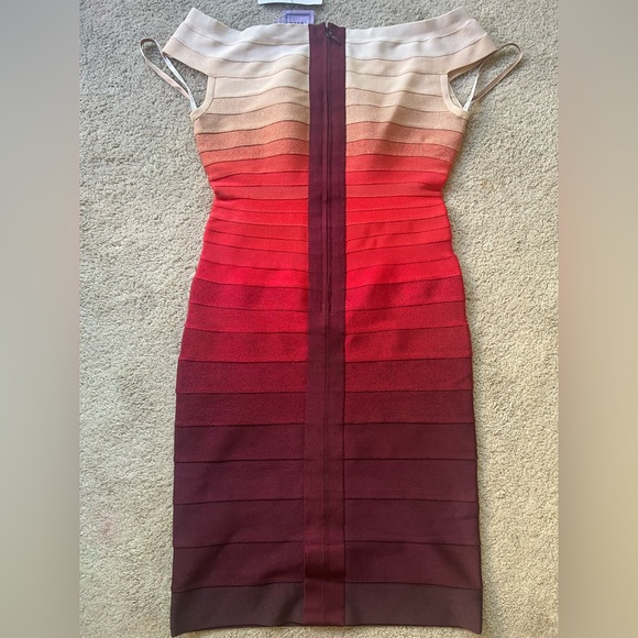 Herve Leger Bridget Ombré red dress size medium Authentic - Picture 12 of 13